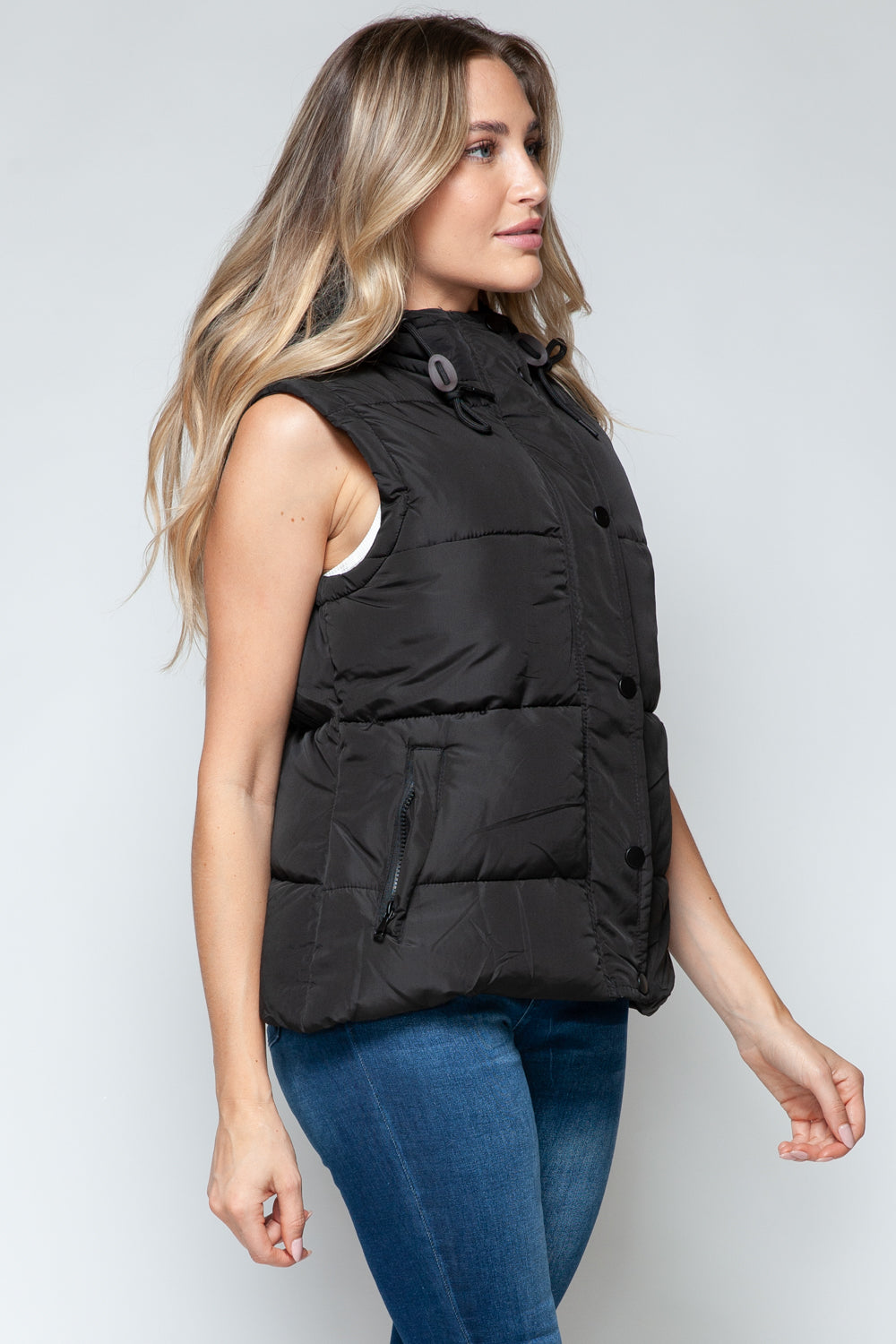 Snobbish Snap and Zip Closure Hooded Vest - Design Studios Direct