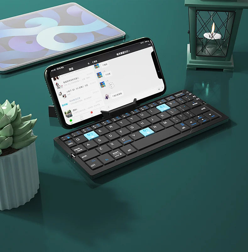 Mini Folding Wireless Keyboard Aluminum Keypad with Stand for Phone - Design Studios Direct