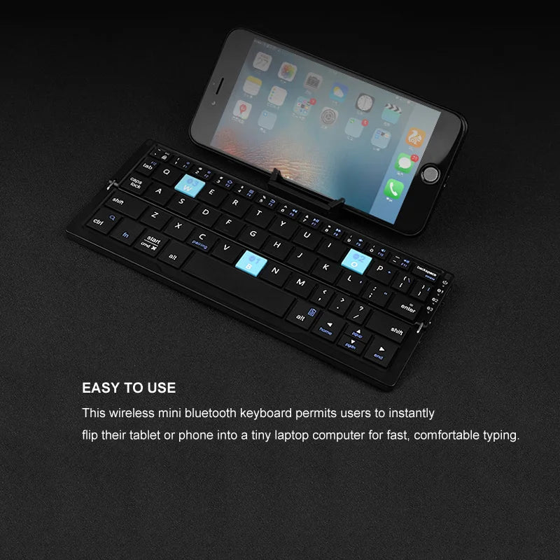 Mini Folding Wireless Keyboard Aluminum Keypad with Stand for Phone - Design Studios Direct