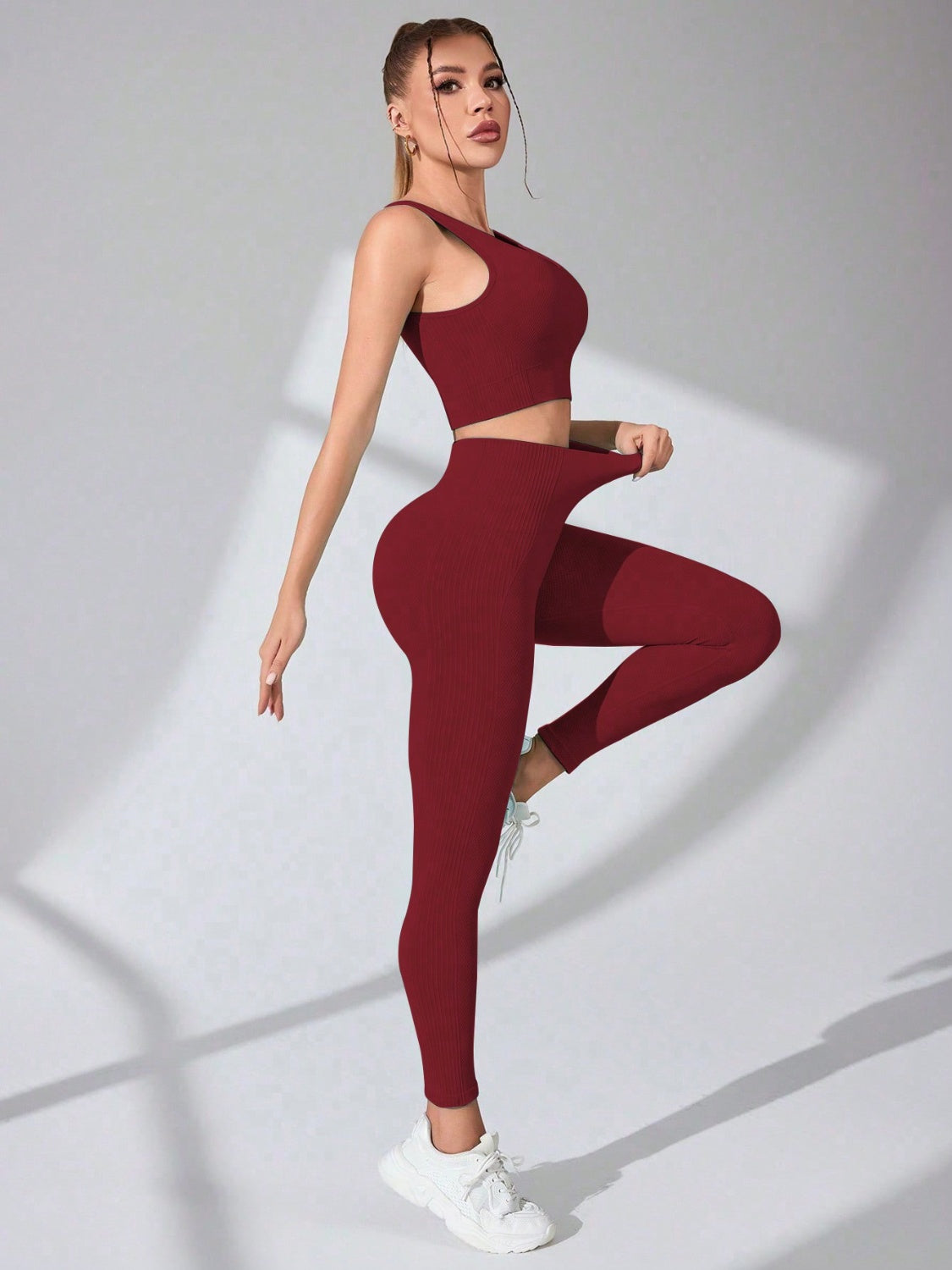 Scoop Neck Wide Strap Top and Pants Active Set - Design Studios Direct