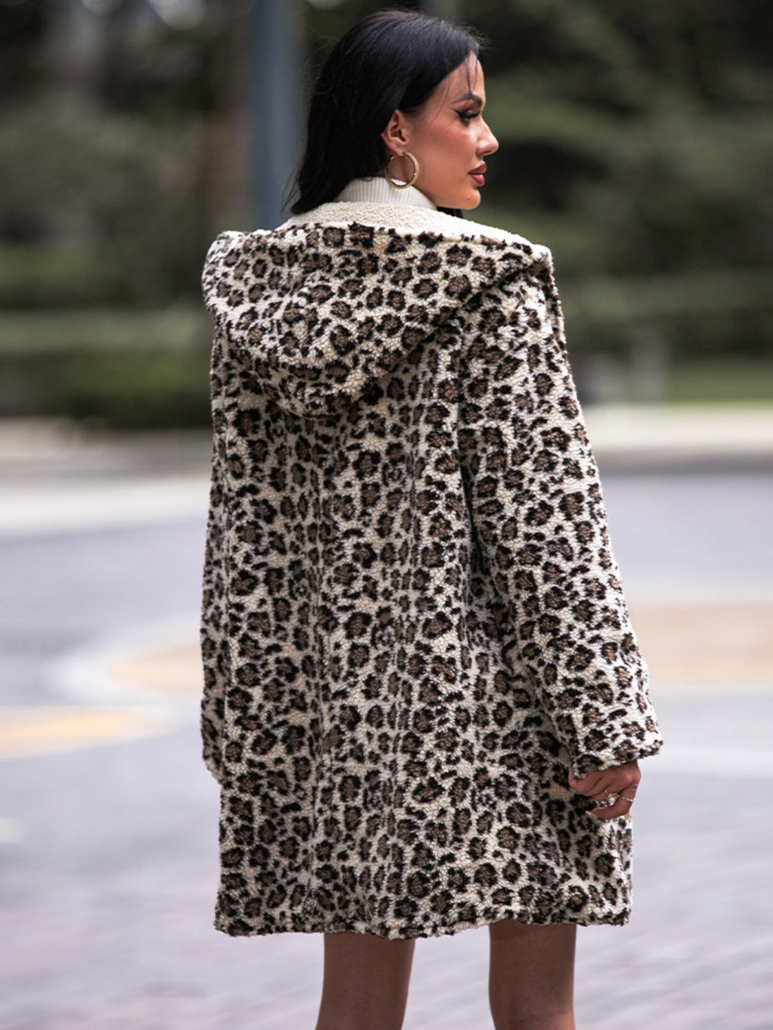 Leopard Print Hooded Teddy Coat - Design Studios Direct