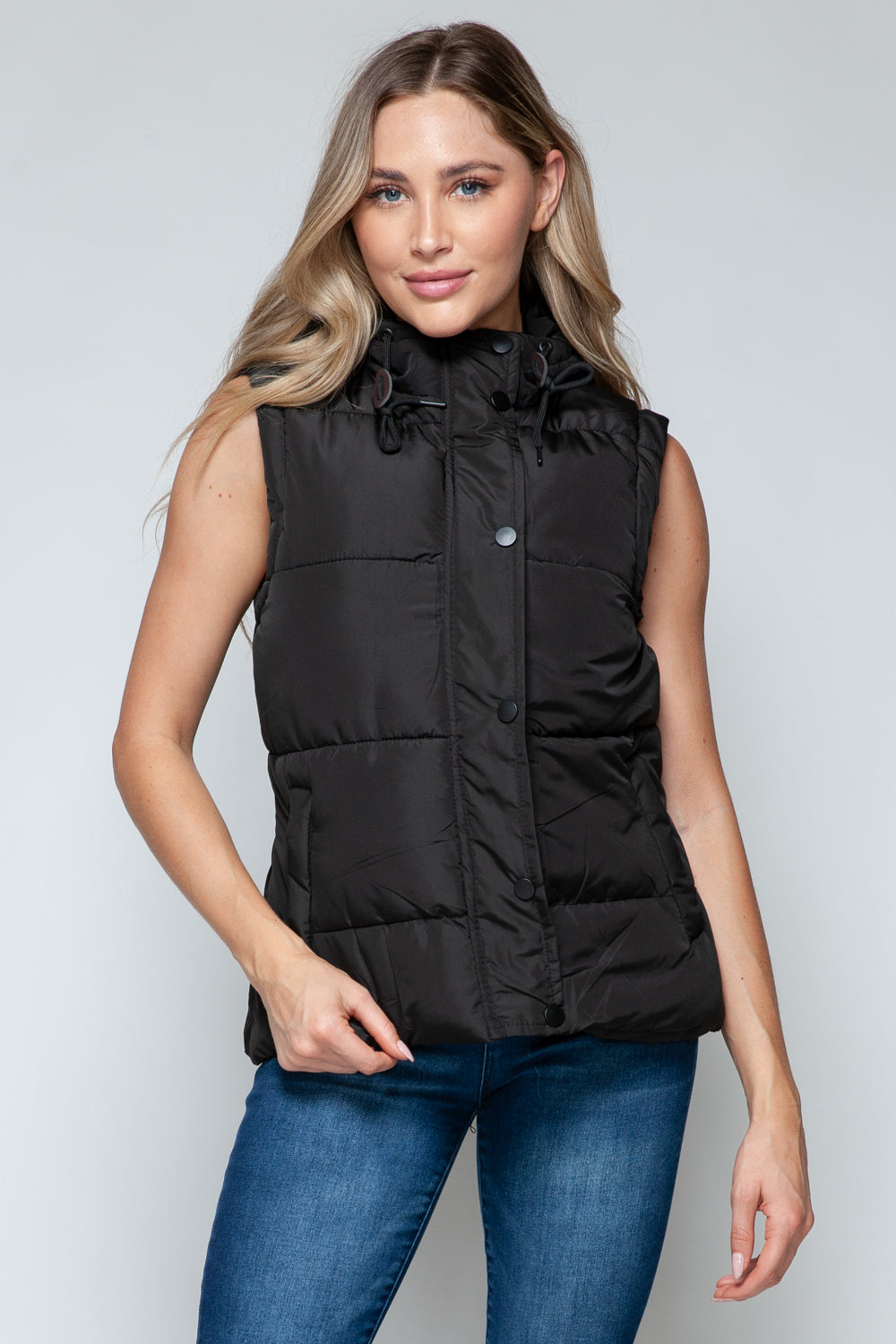 Snobbish Snap and Zip Closure Hooded Vest - Design Studios Direct