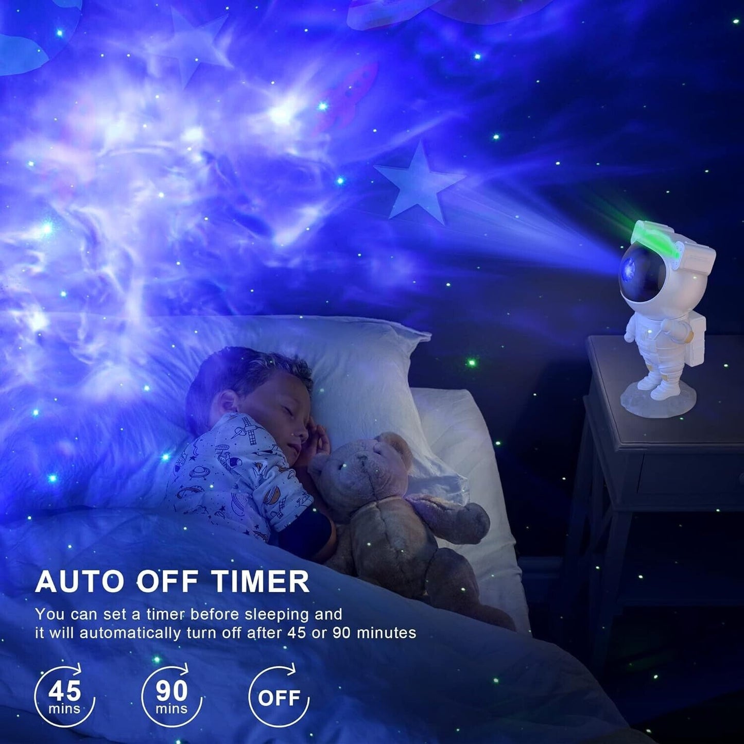 Astronaut Galaxy Projector Light with Remote, Kids Night Light - Design Studios Direct