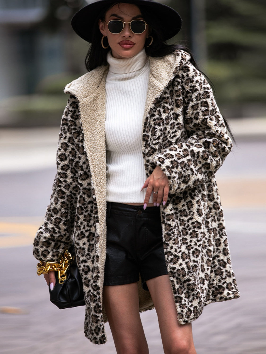 Leopard Print Hooded Teddy Coat - Design Studios Direct