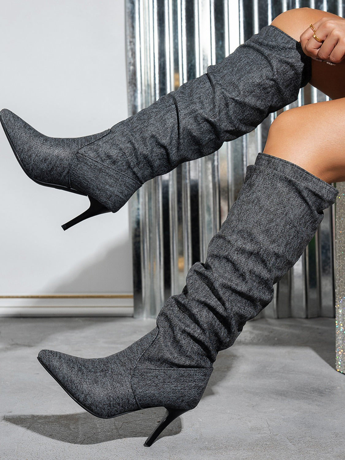 Long Sleek Point Toe Stiletto Boots - Design Studios Direct