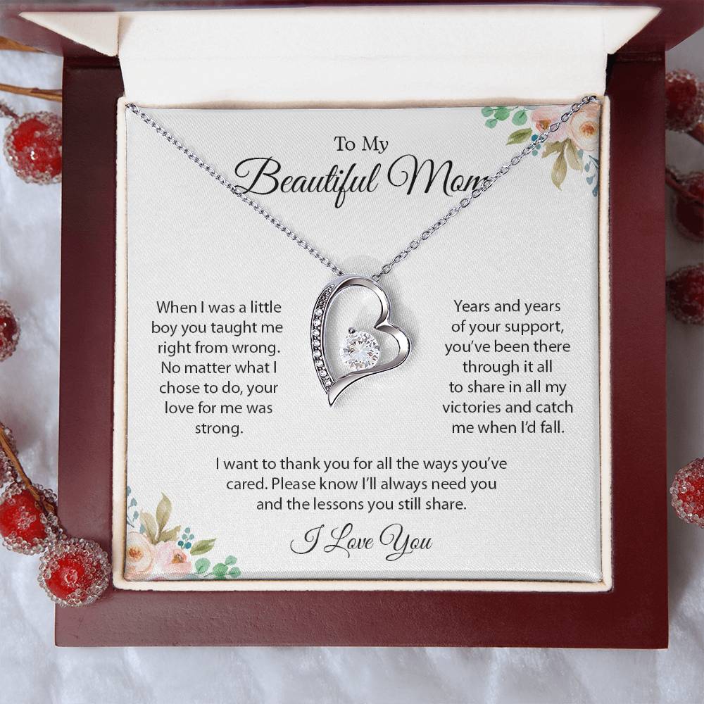 To My Beautiful Mom | I Love You - Forever Love Necklace - Design Studios Direct