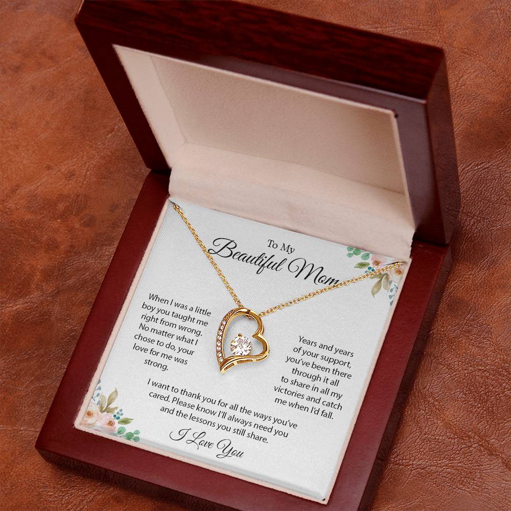 To My Beautiful Mom | I Love You - Forever Love Necklace - Design Studios Direct