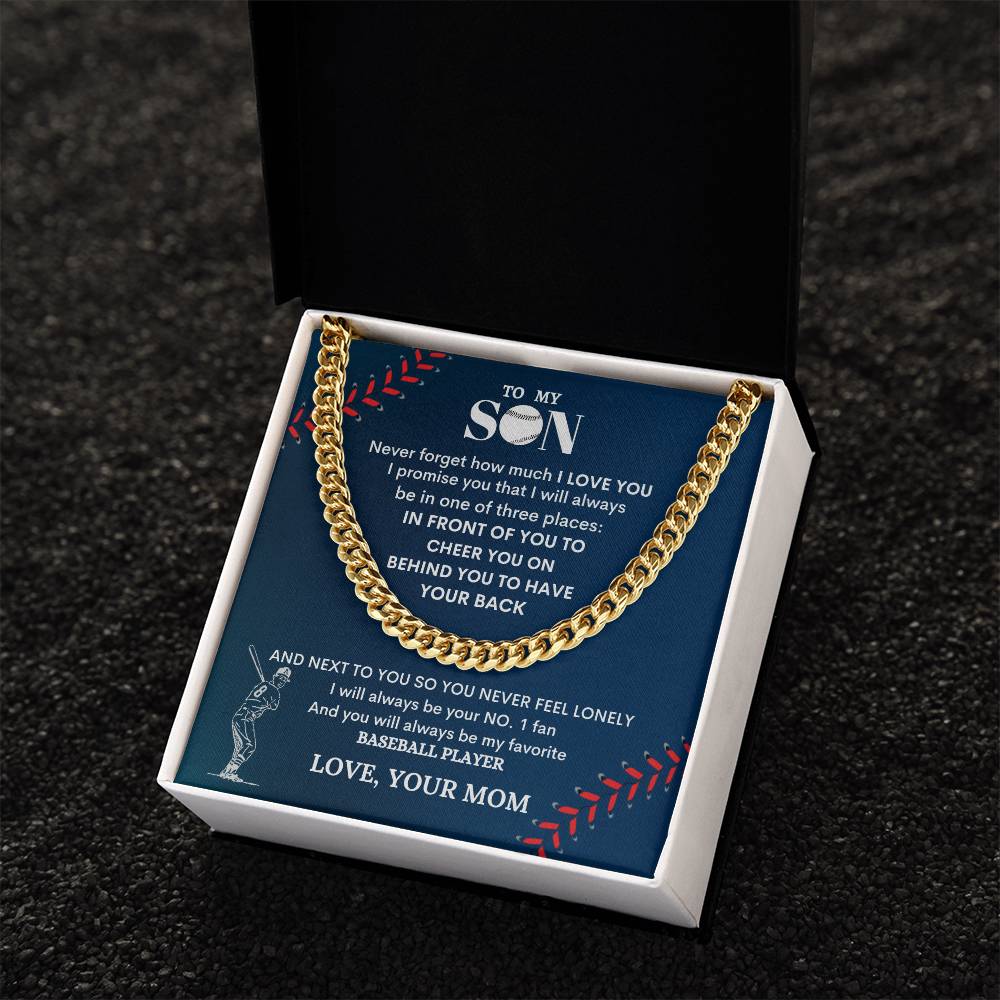 To My Son Baseball Player - Cuban Link Chain - Design Studios Direct