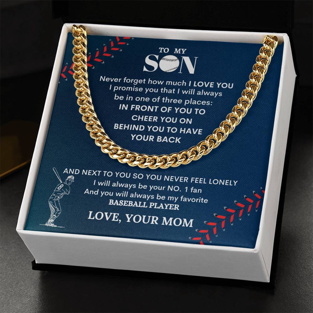 To My Son Baseball Player - Cuban Link Chain - Design Studios Direct