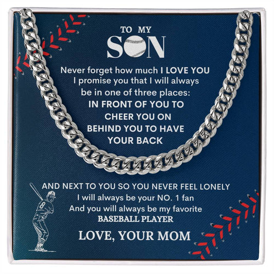 To My Son Baseball Player - Cuban Link Chain - Design Studios Direct