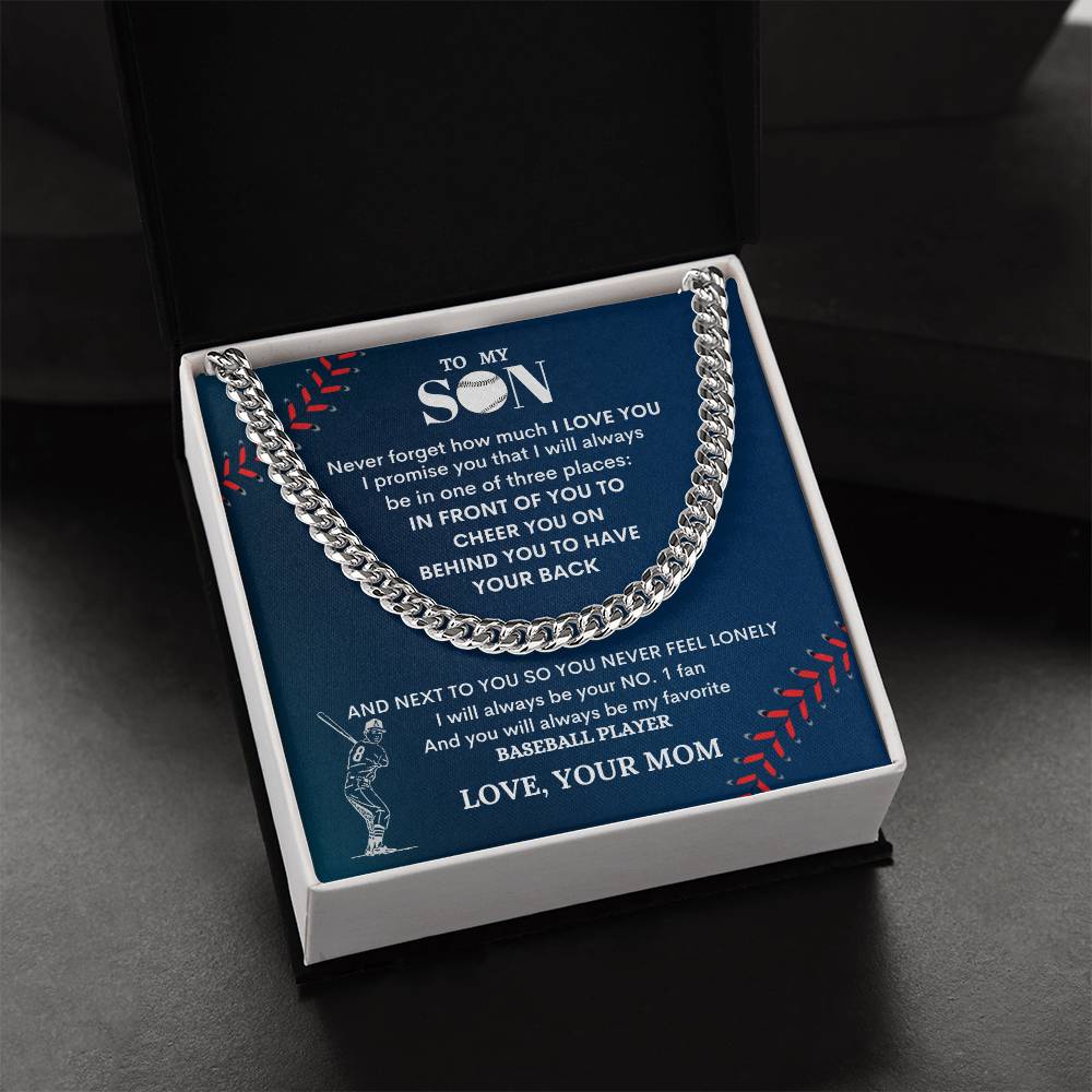 To My Son Baseball Player - Cuban Link Chain - Design Studios Direct