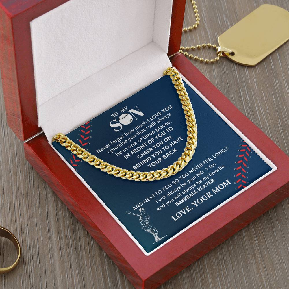 To My Son Baseball Player - Cuban Link Chain - Design Studios Direct