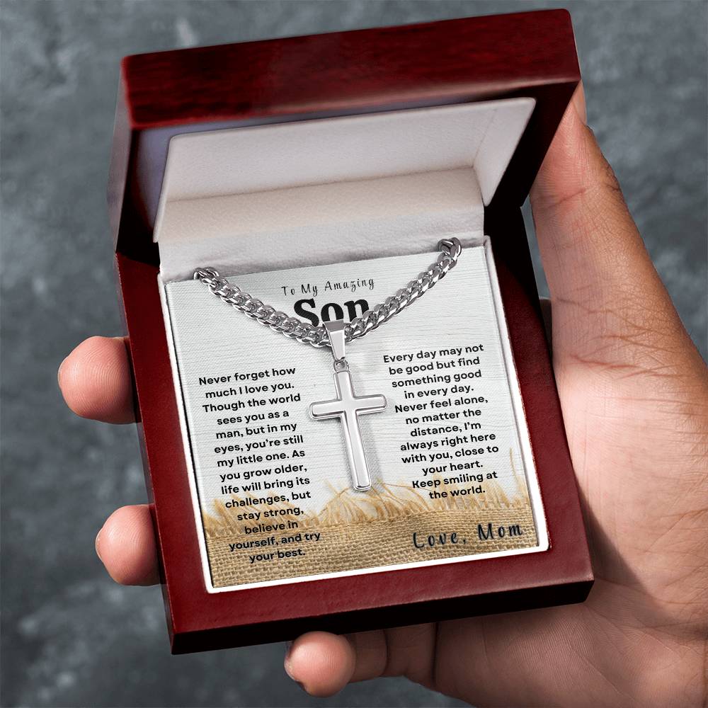 My Amazing Son - Personalized Engraving Cuban Cross Necklace