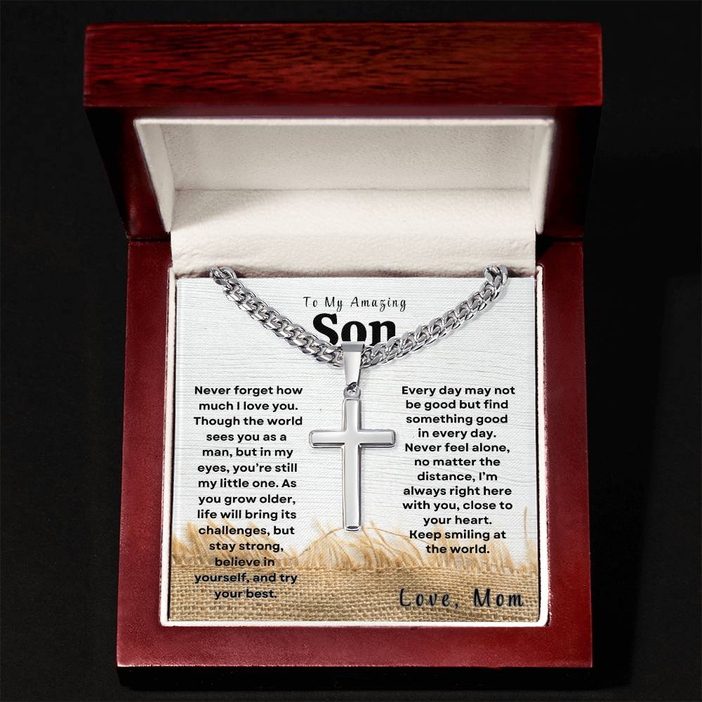 My Amazing Son - Personalized Engraving Cuban Cross Necklace