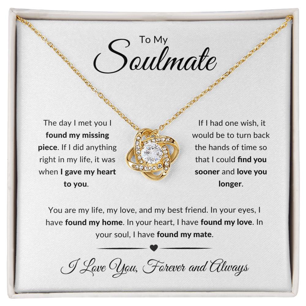 To My Soulmate | I Love You, Forever & Always - Love Knot Necklace - Design Studios Direct