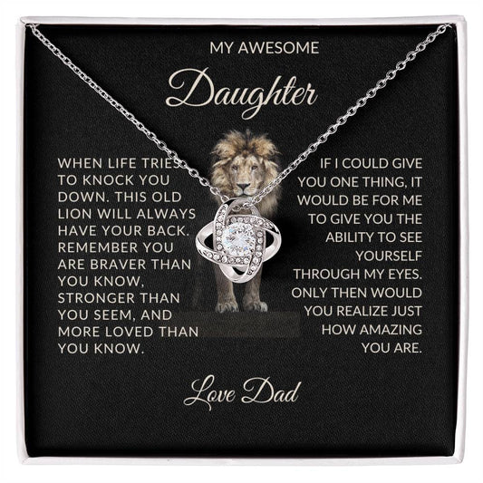 MY AWESOME DAUGHTER Old Lion's Love Knot Necklace - Design Studios Direct