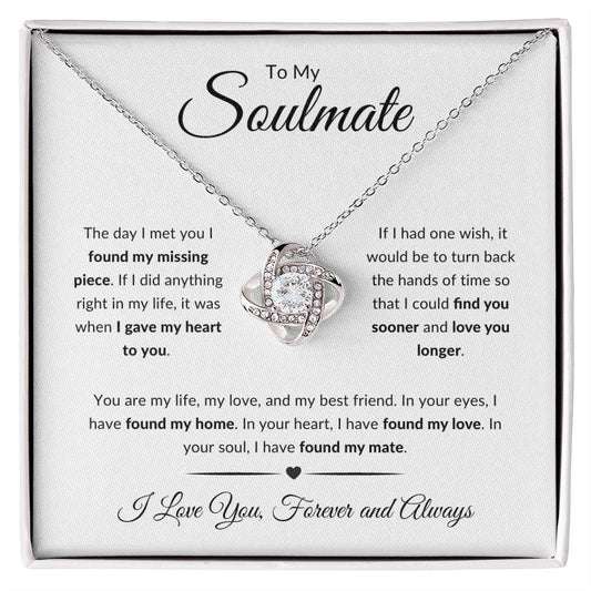 To My Soulmate | I Love You, Forever & Always - Love Knot Necklace - Design Studios Direct