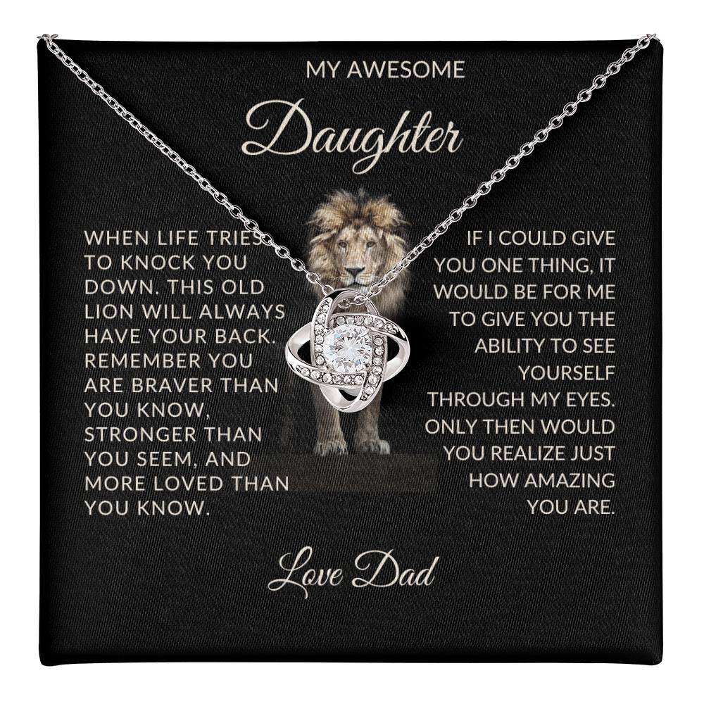 MY AWESOME DAUGHTER Old Lion's Love Knot Necklace - Design Studios Direct