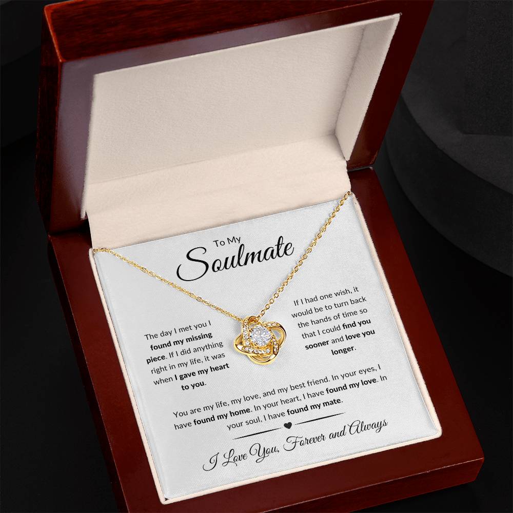 To My Soulmate | I Love You, Forever & Always - Love Knot Necklace - Design Studios Direct