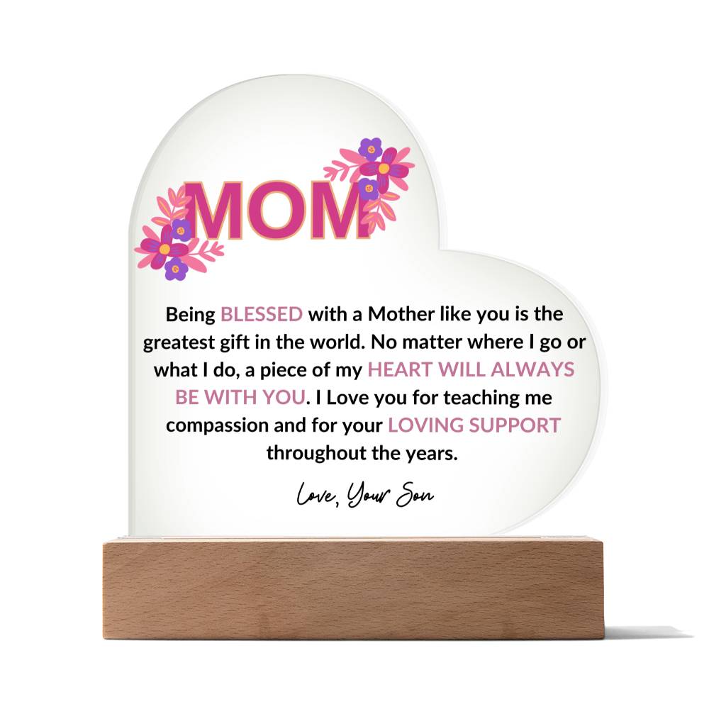 MOM | Acrylic Heart Night Light - Design Studios Direct