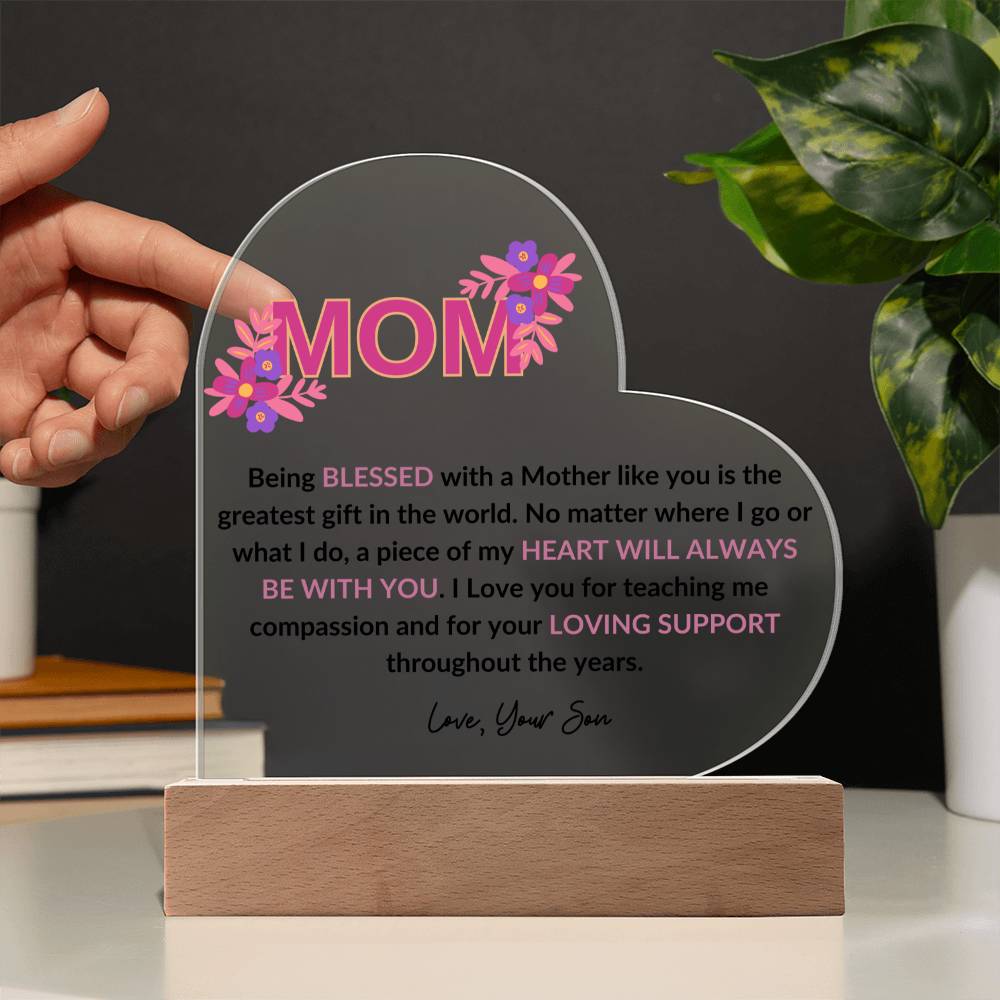 MOM | Acrylic Heart Night Light - Design Studios Direct