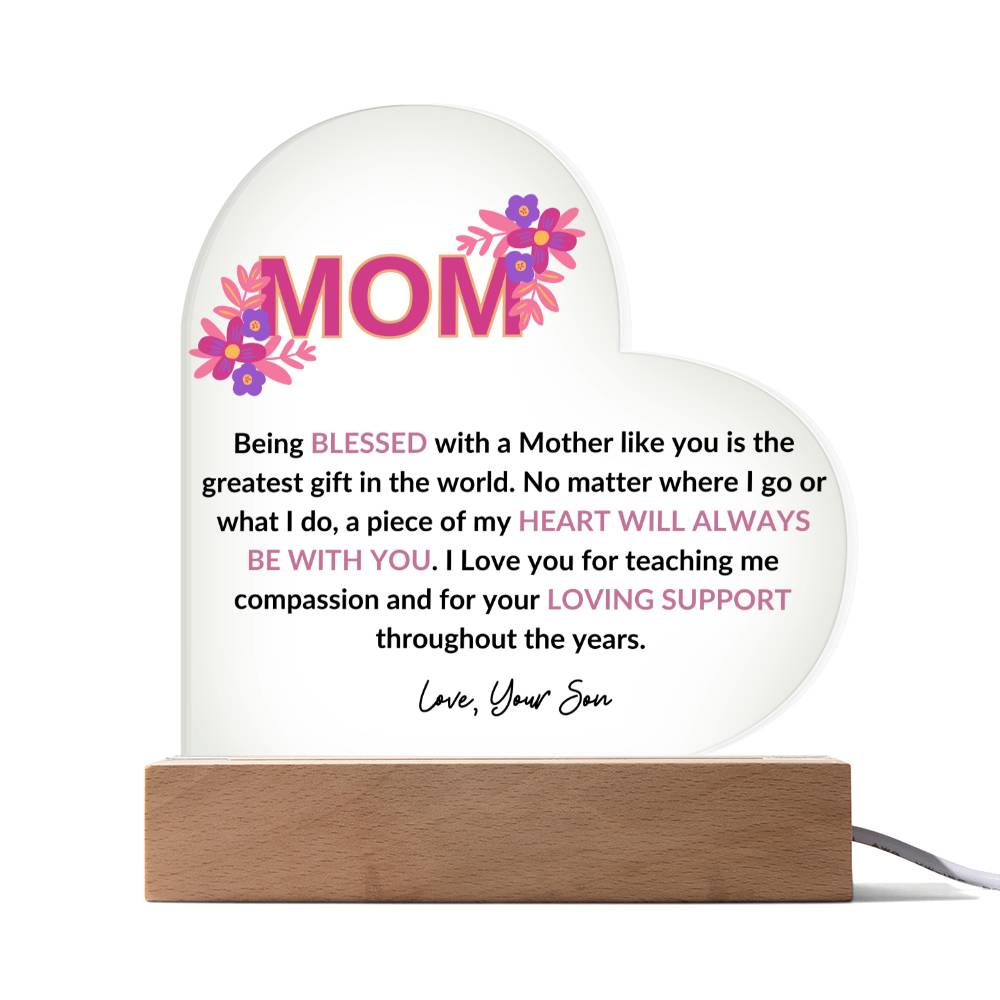 MOM | Acrylic Heart Night Light - Design Studios Direct