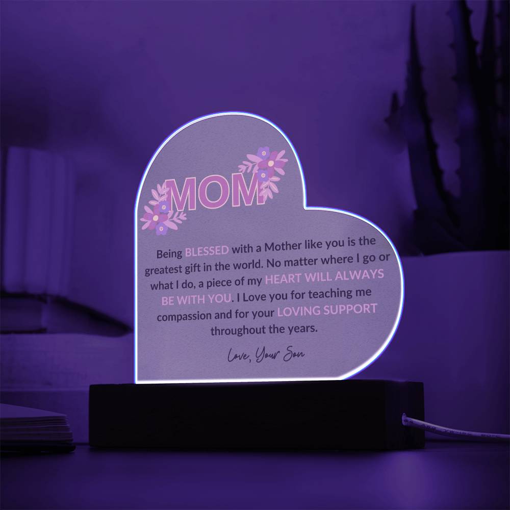 MOM | Acrylic Heart Night Light - Design Studios Direct