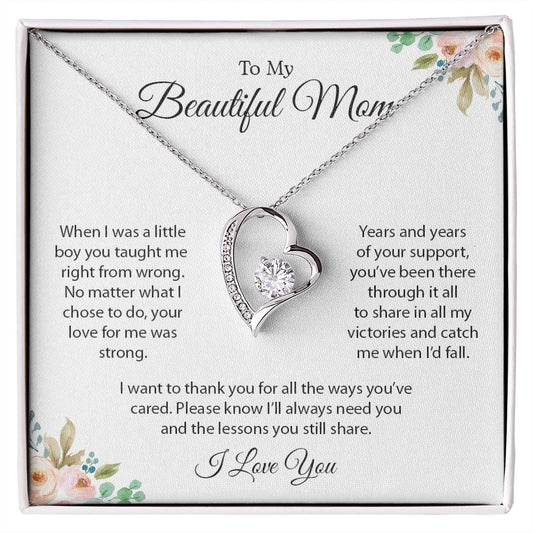 To My Beautiful Mom | I Love You - Forever Love Necklace - Design Studios Direct