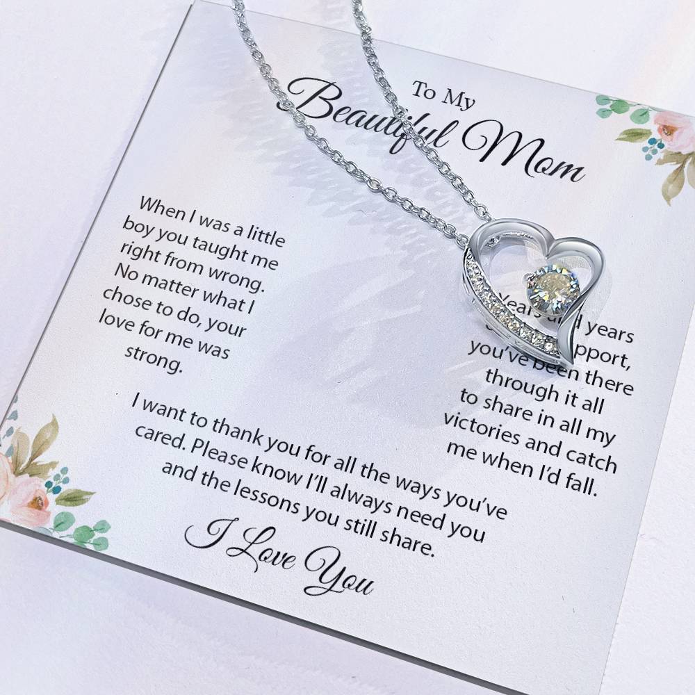 To My Beautiful Mom | I Love You - Forever Love Necklace - Design Studios Direct