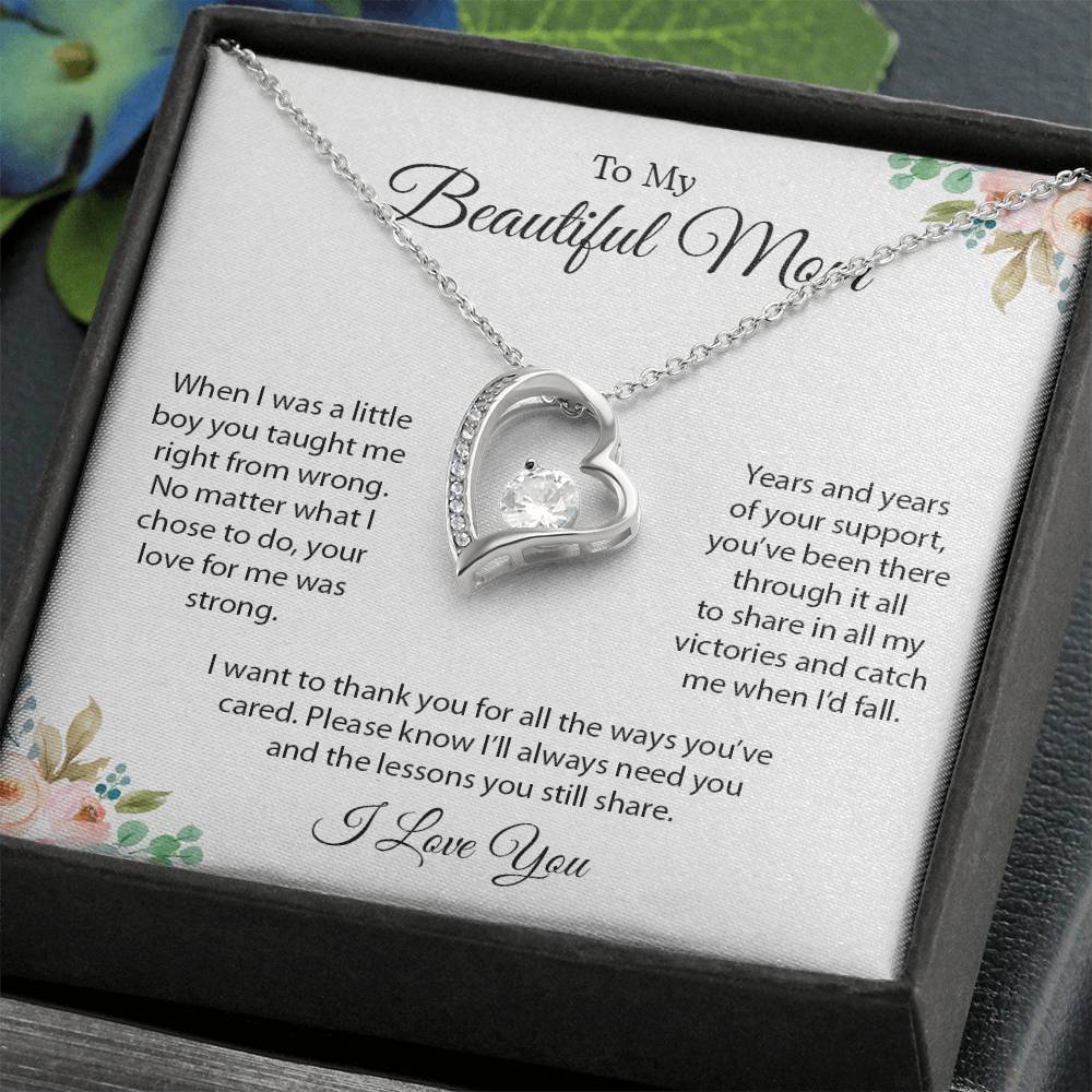 To My Beautiful Mom | I Love You - Forever Love Necklace - Design Studios Direct