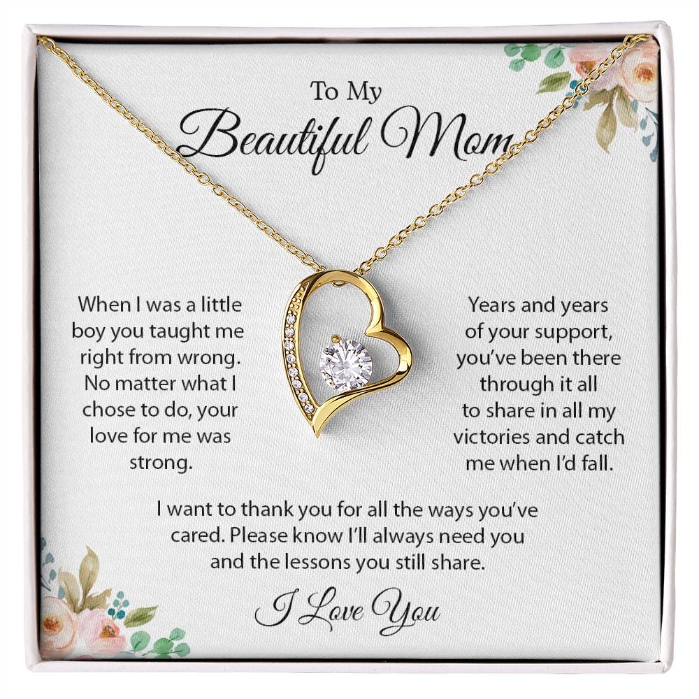 To My Beautiful Mom | I Love You - Forever Love Necklace - Design Studios Direct