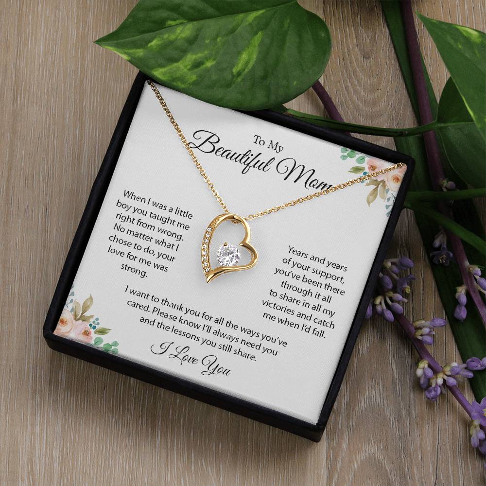 To My Beautiful Mom | I Love You - Forever Love Necklace - Design Studios Direct