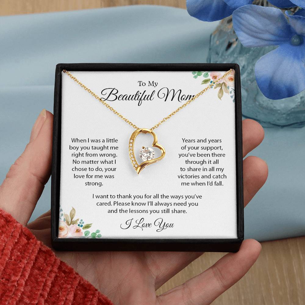 To My Beautiful Mom | I Love You - Forever Love Necklace - Design Studios Direct