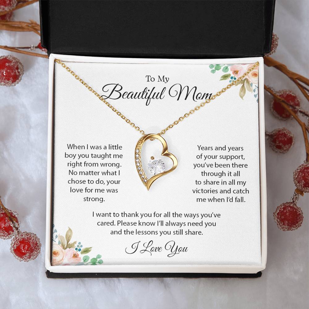 To My Beautiful Mom | I Love You - Forever Love Necklace - Design Studios Direct