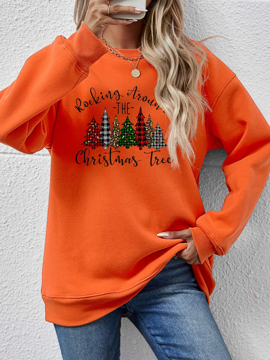 Christmas Tree Graphic Round Neck Sweatshirt - Design Studios Direct