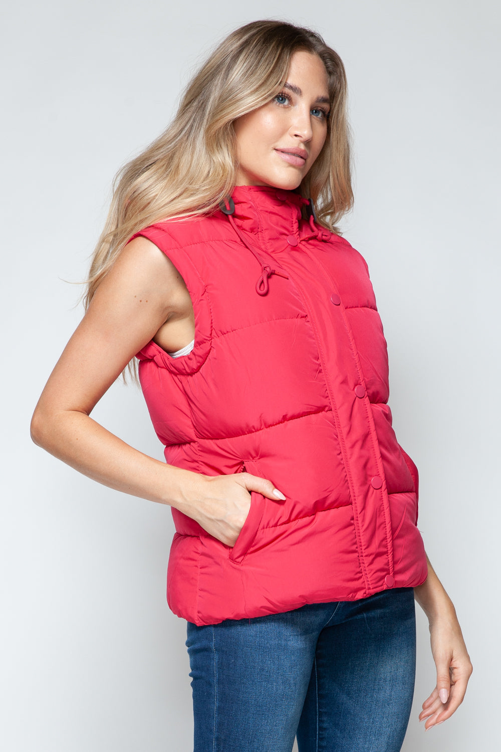 Snobbish Snap and Zip Closure Hooded Vest - Design Studios Direct