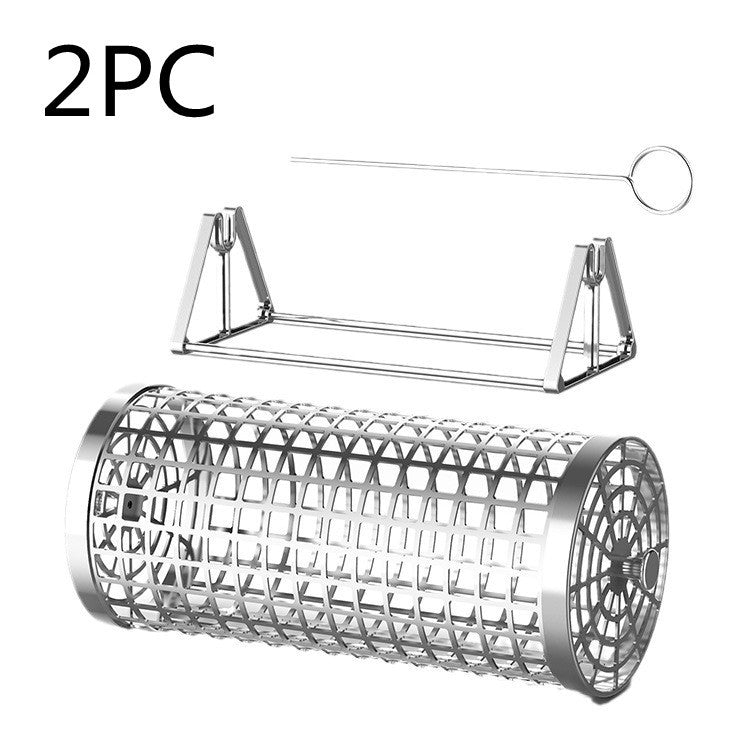 ProGrill Rotating Grill Basket: Outdoor Smoking Cage Portable Barbecue Net Rolling BBQ Grill - Design Studios Direct