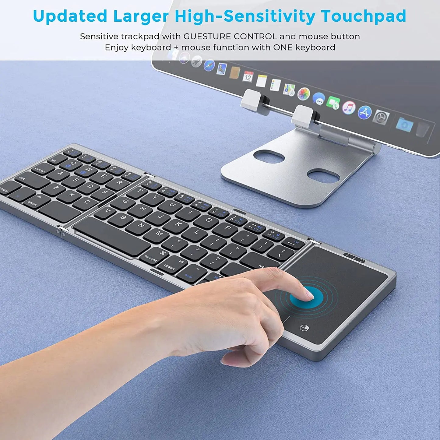 Mini Foldable Wireless Bluetooth Keyboard with Large Touchpad - Design Studios Direct