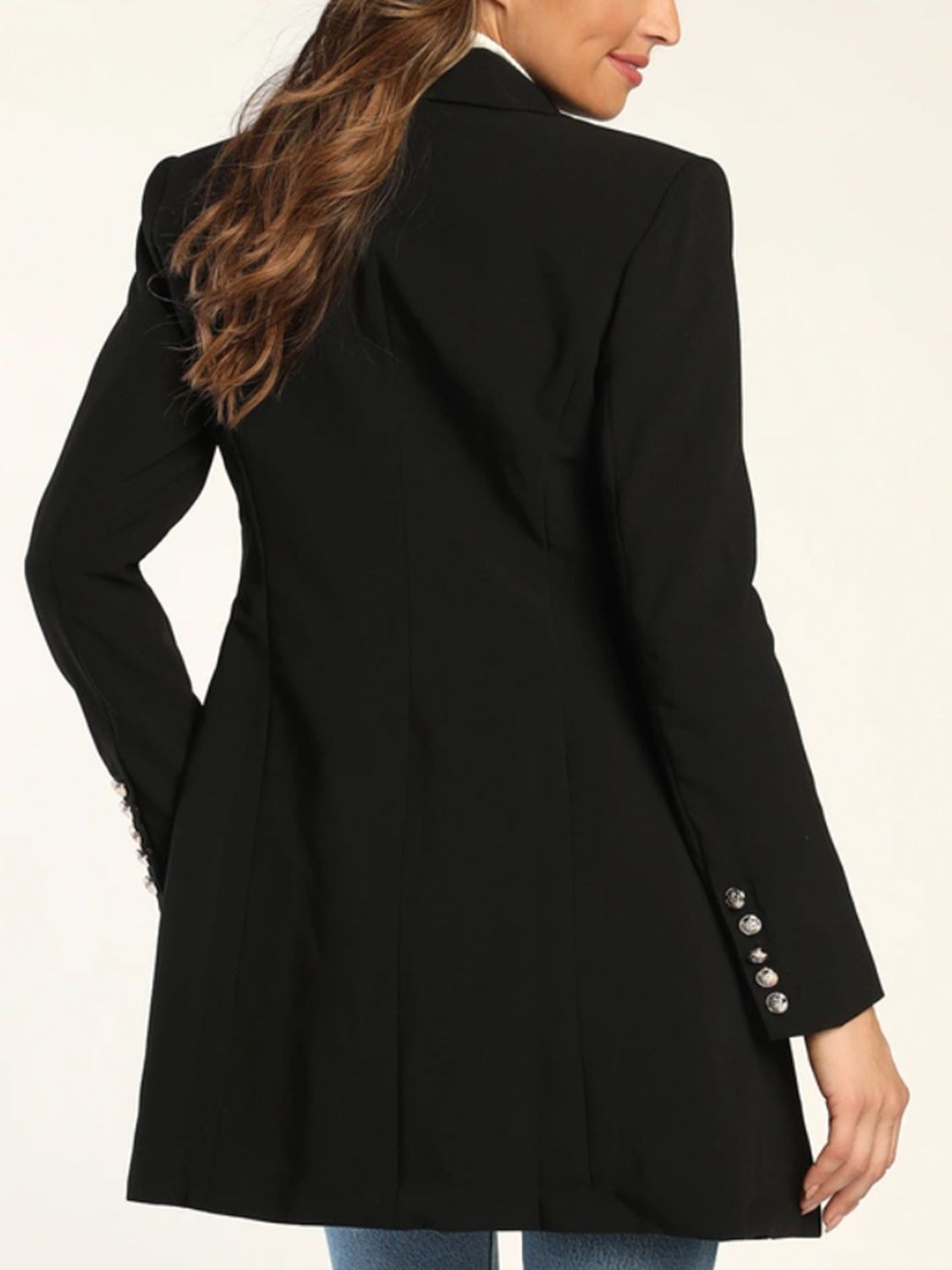 Lapel Collar Long Sleeve Blazer - Design Studios Direct