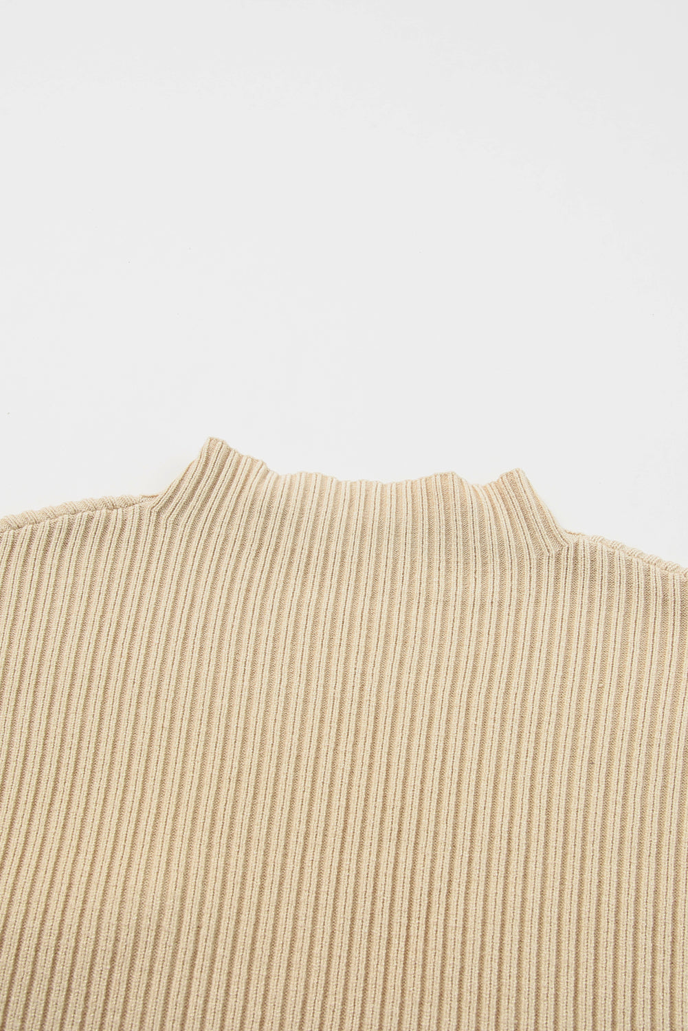 Oatmeal Patch Pocket Ribbed Knit Short Sleeve Sweater - Design Studios Direct