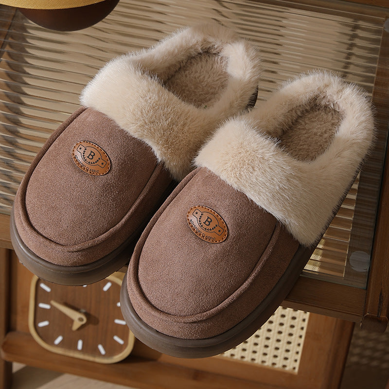 Men's Winter Plush Slippers – Warm Suede, Non-slip Indoor House Shoes - Design Studios Direct