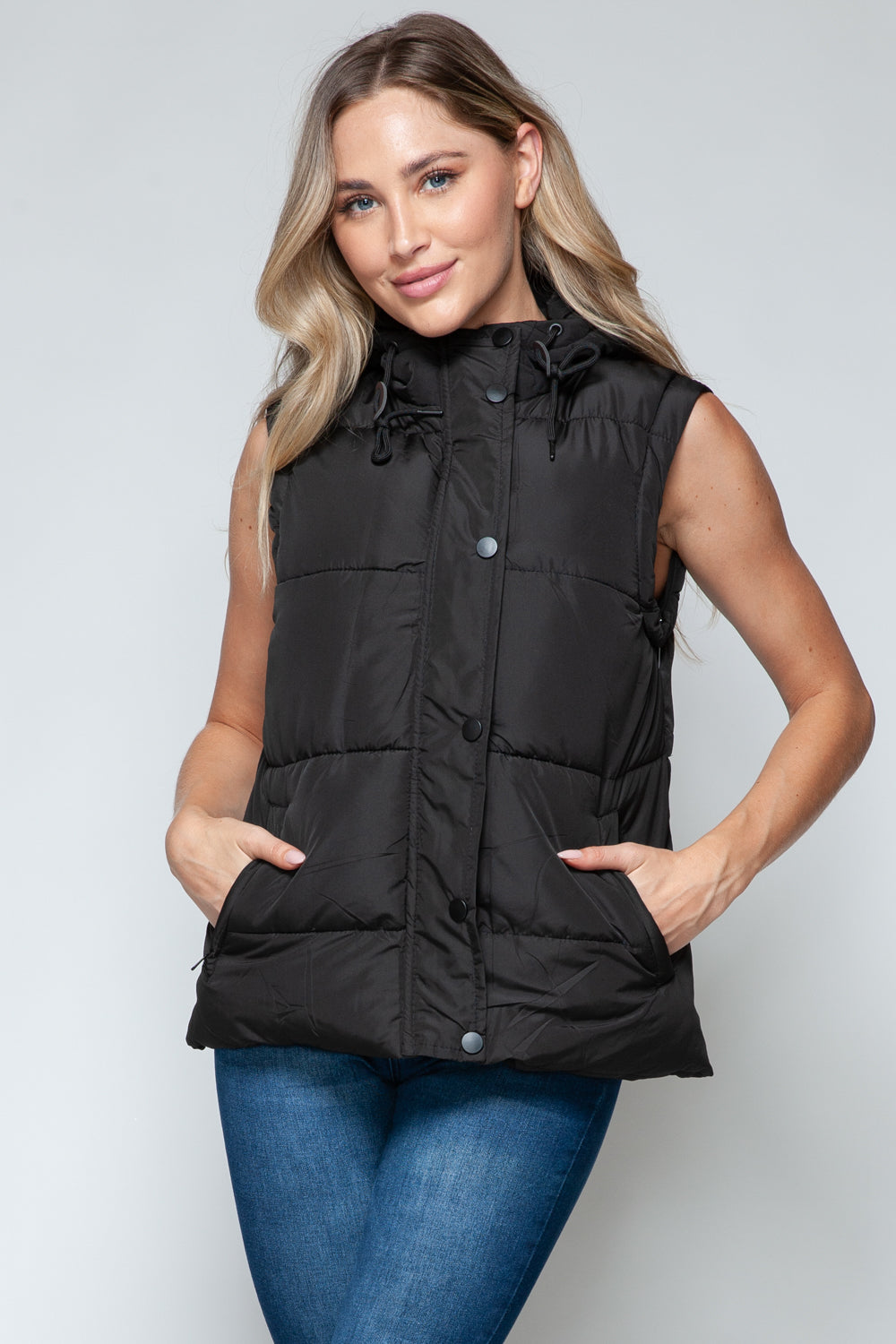 Snobbish Snap and Zip Closure Hooded Vest - Design Studios Direct