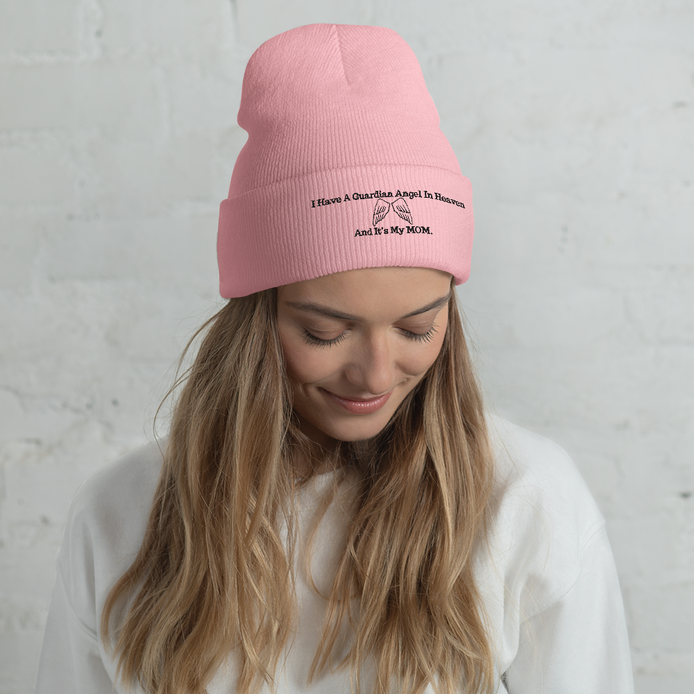 I Have A Guardian In Heaven "MOM" Cuffed Beanie - Design Studios Direct