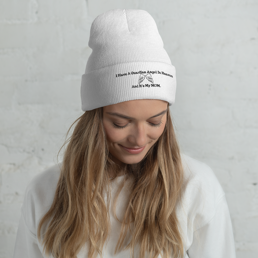 I Have A Guardian In Heaven "MOM" Cuffed Beanie - Design Studios Direct