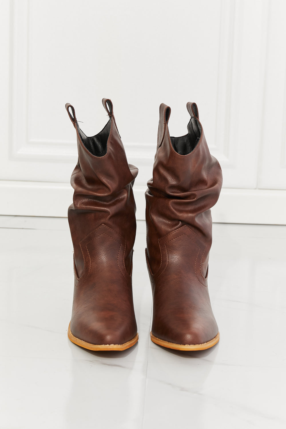 MMShoes Better in Texas Scrunch Cowboy Boots in Brown - Design Studios Direct