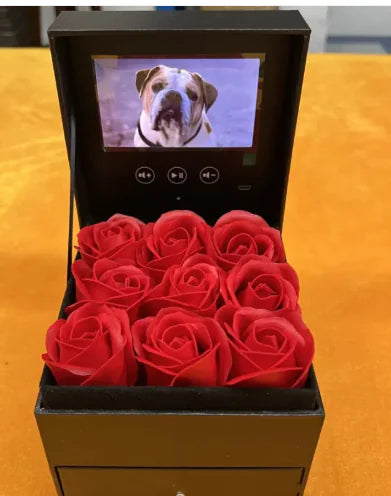 Luxury Video Flower LCD With 4.3 Inch LCD Screen 9 pcs Red Roses Upload Video LCD Box For Wedding Mother Day Valentines Gift