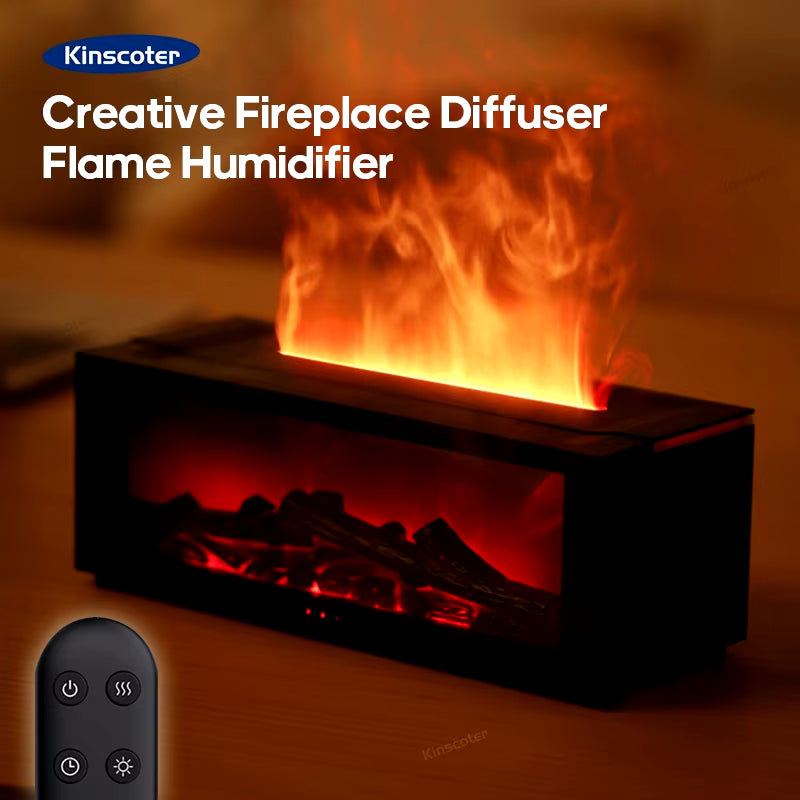 Aromatherapy Diffuser & Moisturizer with Realistic Fireplace Design and Color-Changing Light - Design Studios Direct