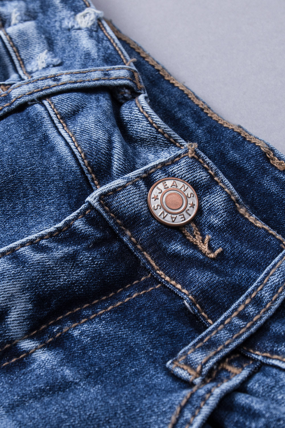 Blue Distressed Flare Jeans - Design Studios Direct