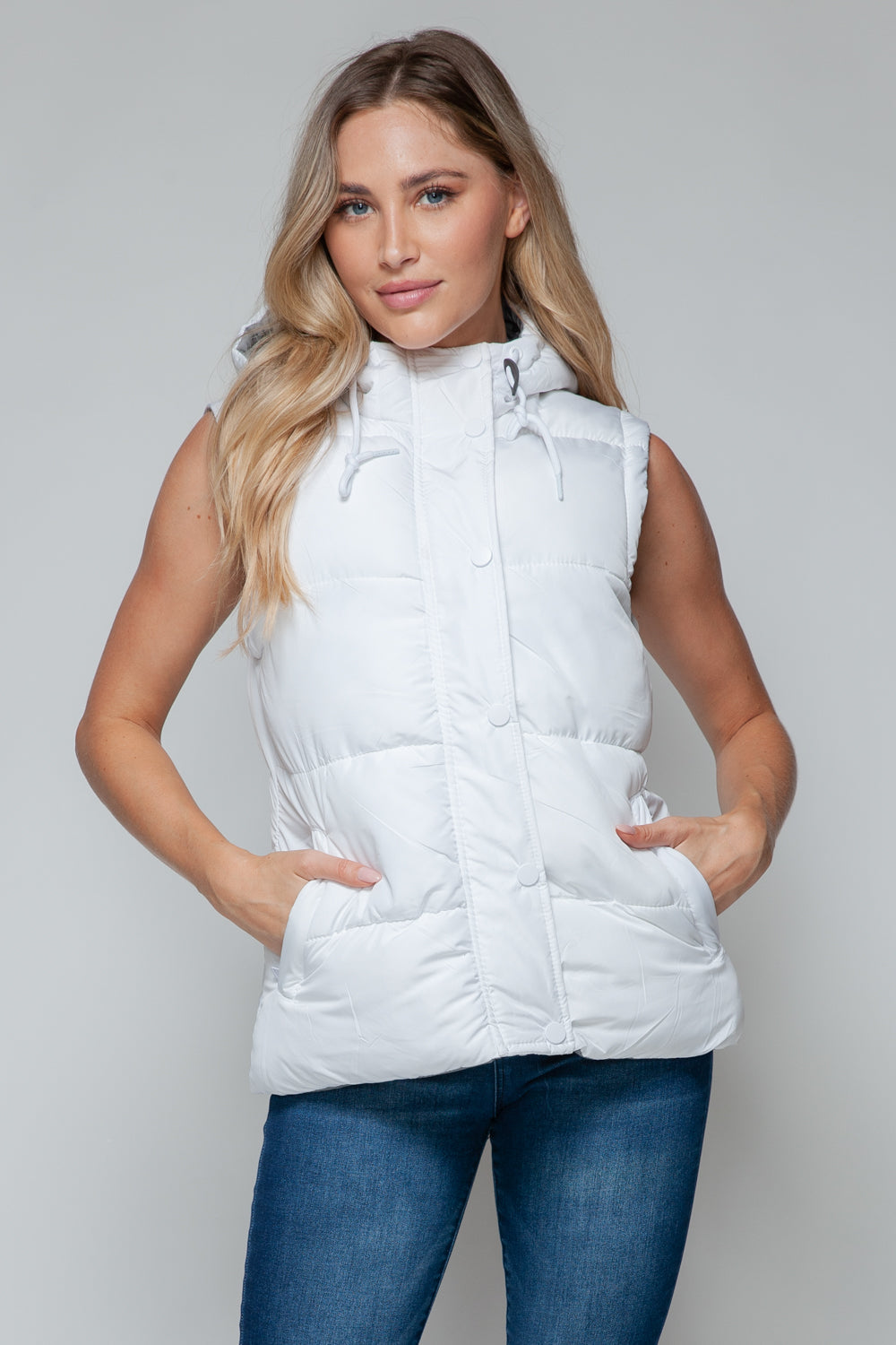 Snobbish Snap and Zip Closure Hooded Vest - Design Studios Direct