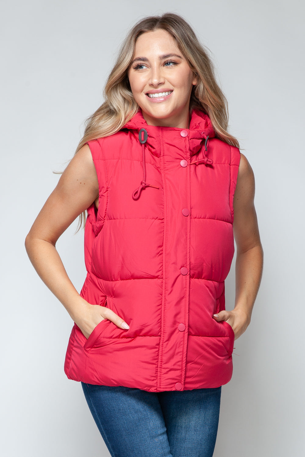 Snobbish Snap and Zip Closure Hooded Vest - Design Studios Direct